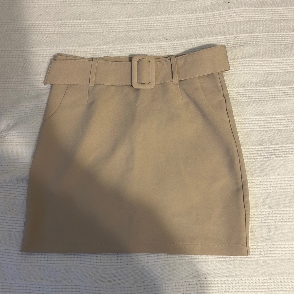 Tan skirt with belt